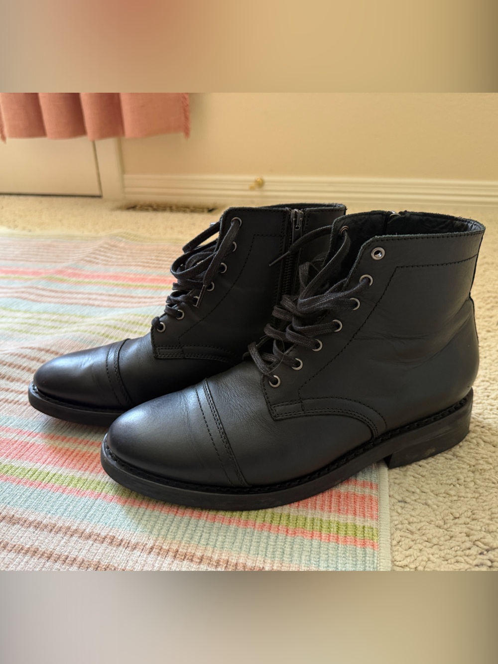 Size 9.5 Thursday | Everyday Men's Black Leather Lace-Up/Side Zip Boots
